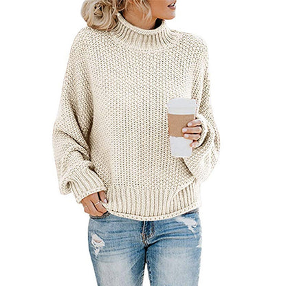 Thick Knit Turtleneck Cardigan Pullover for Women - zenton