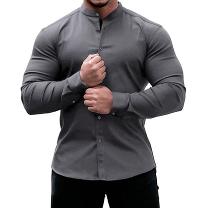 Men’s Slim Fit Long Sleeve Button-Down Shirt - zenton