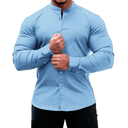 Men’s Slim Fit Long Sleeve Button-Down Shirt - zenton