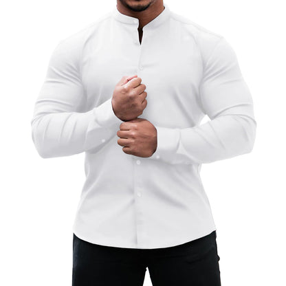 Men’s Slim Fit Long Sleeve Button-Down Shirt - zenton