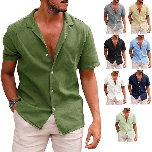 Men’s Casual Short Sleeve Button-Down Beach Shirt - zenton