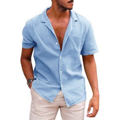 Men’s Casual Short Sleeve Button-Down Beach Shirt - zenton