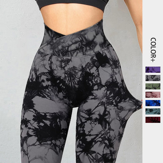 Women’s Seamless Tie-Dye Push-Up Leggings – High Waist Yoga & Fitness Gym Pants - zenton