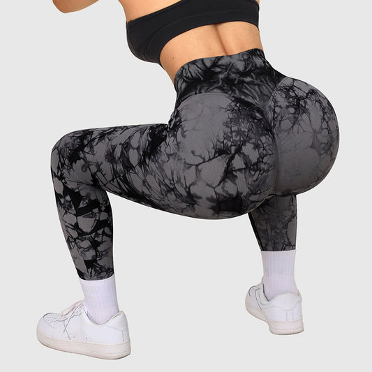 Women’s Seamless Tie-Dye Push-Up Leggings – High Waist Yoga & Fitness Gym Pants - zenton