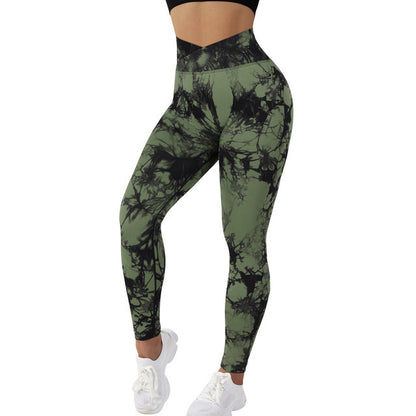 Women’s Seamless Tie-Dye Push-Up Leggings – High Waist Yoga & Fitness Gym Pants - zenton