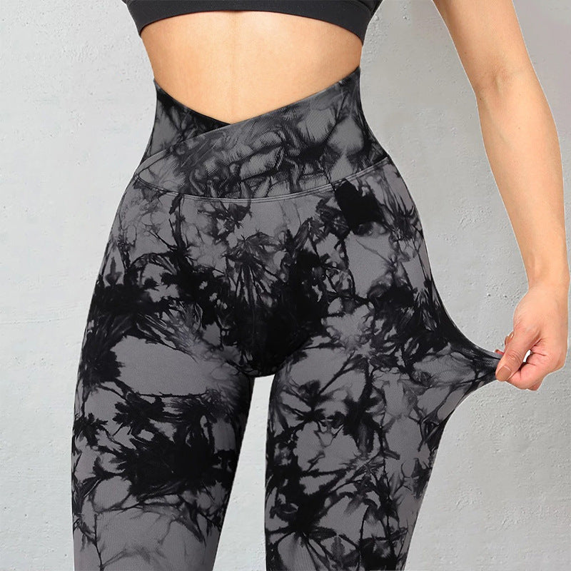 Women’s Seamless Tie-Dye Push-Up Leggings – High Waist Yoga & Fitness Gym Pants - zenton