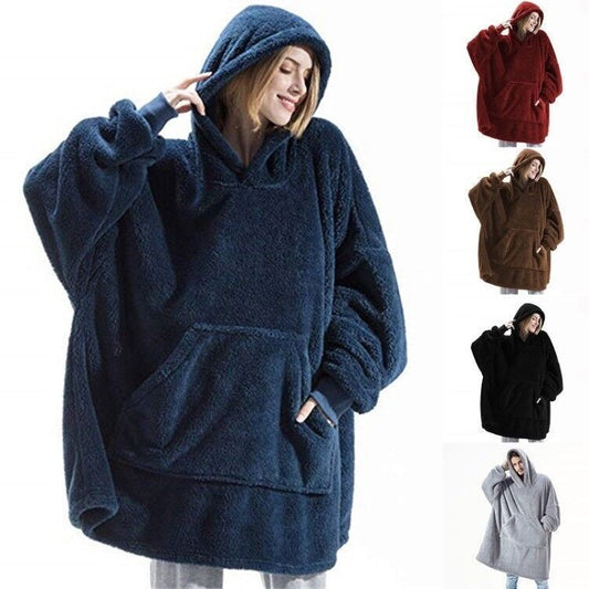 Oversized Fleece Hoodie Blanket – Comfy Big Pocket Sweatshirt - zenton