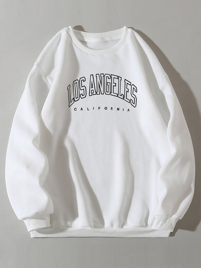 Los Angeles Letter Print Crew Neck Sweatshirt - zenton