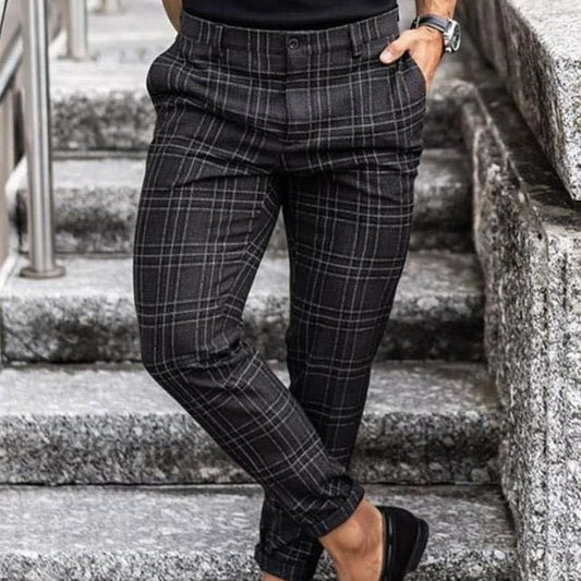 Men’s Plaid Print Pants – Casual Loose Thin Trousers - zenton