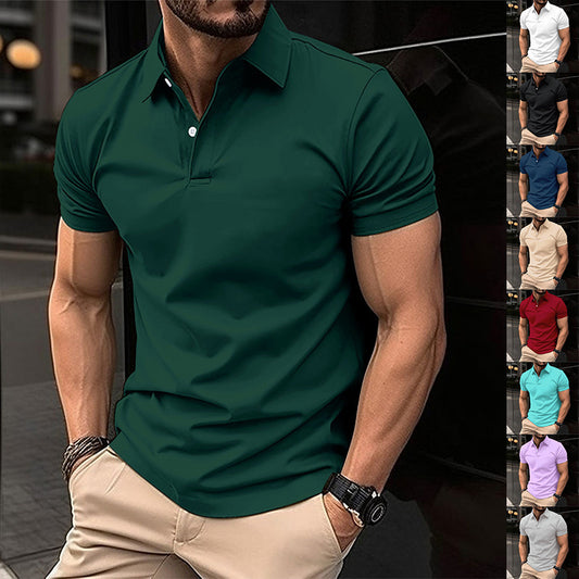 Men’s Summer Polo Shirt – Solid Color Short Sleeve - zenton