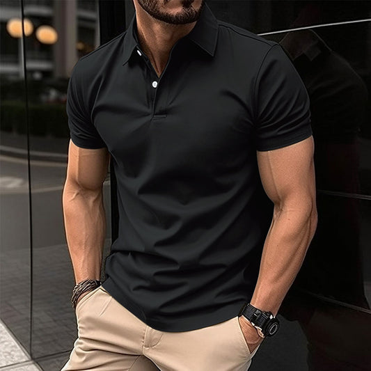 Men’s Summer Polo Shirt – Solid Color Short Sleeve - zenton