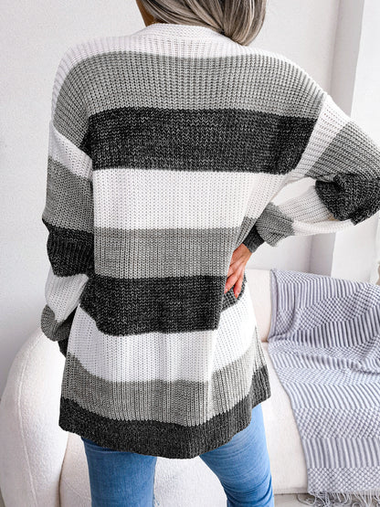 Plaid Lantern Sleeve Cardigan Sweater for Women - zenton