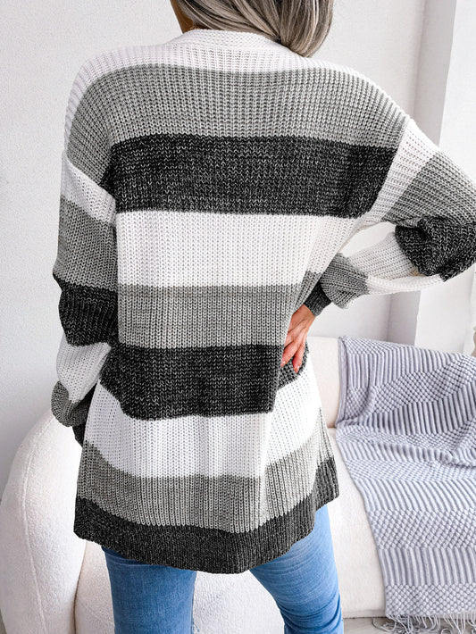 Plaid Lantern Sleeve Cardigan Sweater for Women - zenton