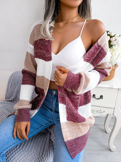 Plaid Lantern Sleeve Cardigan Sweater for Women - zenton