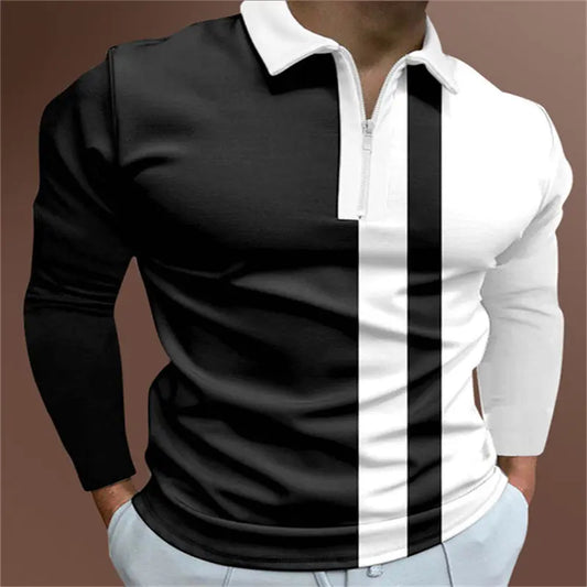 Men’s Striped Polo Shirt – Short Sleeve Lapel Tee - zenton