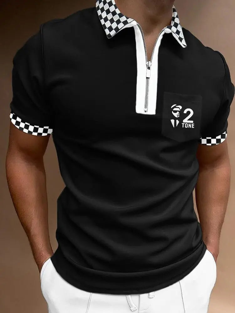 Men’s Striped Polo Shirt – Short Sleeve Lapel Tee - zenton