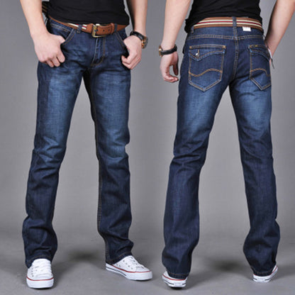 Men’s Straight-Leg Denim Pants – Trendy Long Jeans - zenton