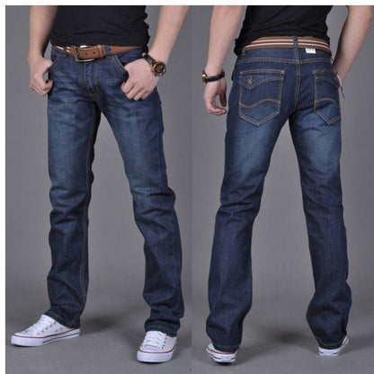 Men’s Straight-Leg Denim Pants – Trendy Long Jeans - zenton