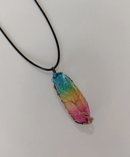 Tree of Life Stone Crystal Pillar Pendant Necklace - zenton