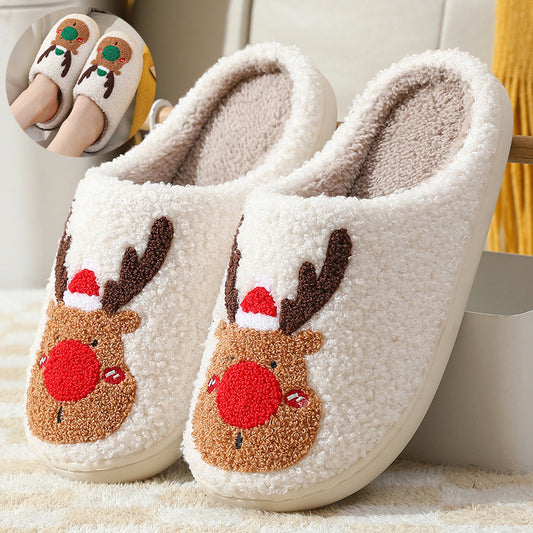 Christmas Home Elk Slippers - zenton