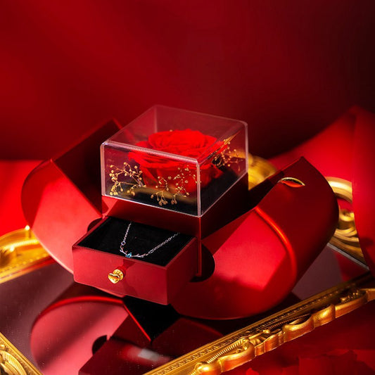 Clover Clavicle Necklace with Eternal Rose Gift Box - zenton