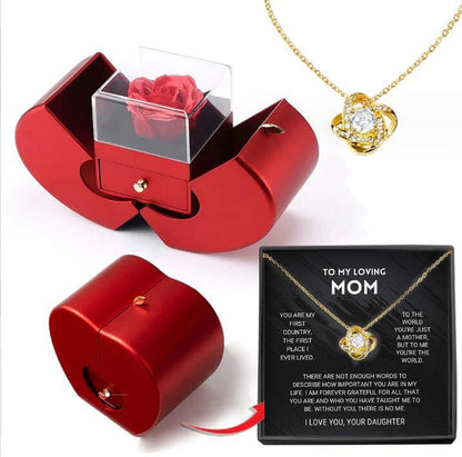 Clover Clavicle Necklace with Eternal Rose Gift Box - zenton