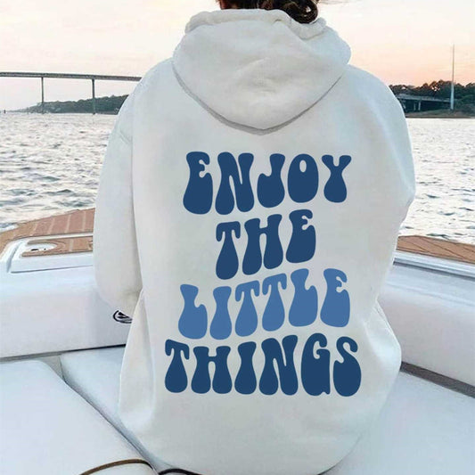 Oversized Hoodie with Back Text – “Enjoy the Little Things” - zenton