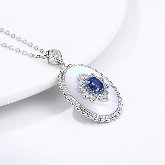 Sapphire & Diamond Jewel Pendant – 925 Sterling Silver Necklace for Women - zenton