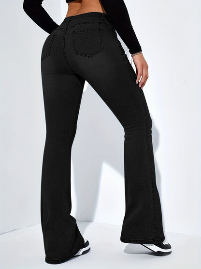 Women’s High Waist Flared Jeans – Slim Stretch Casual Pants - zenton
