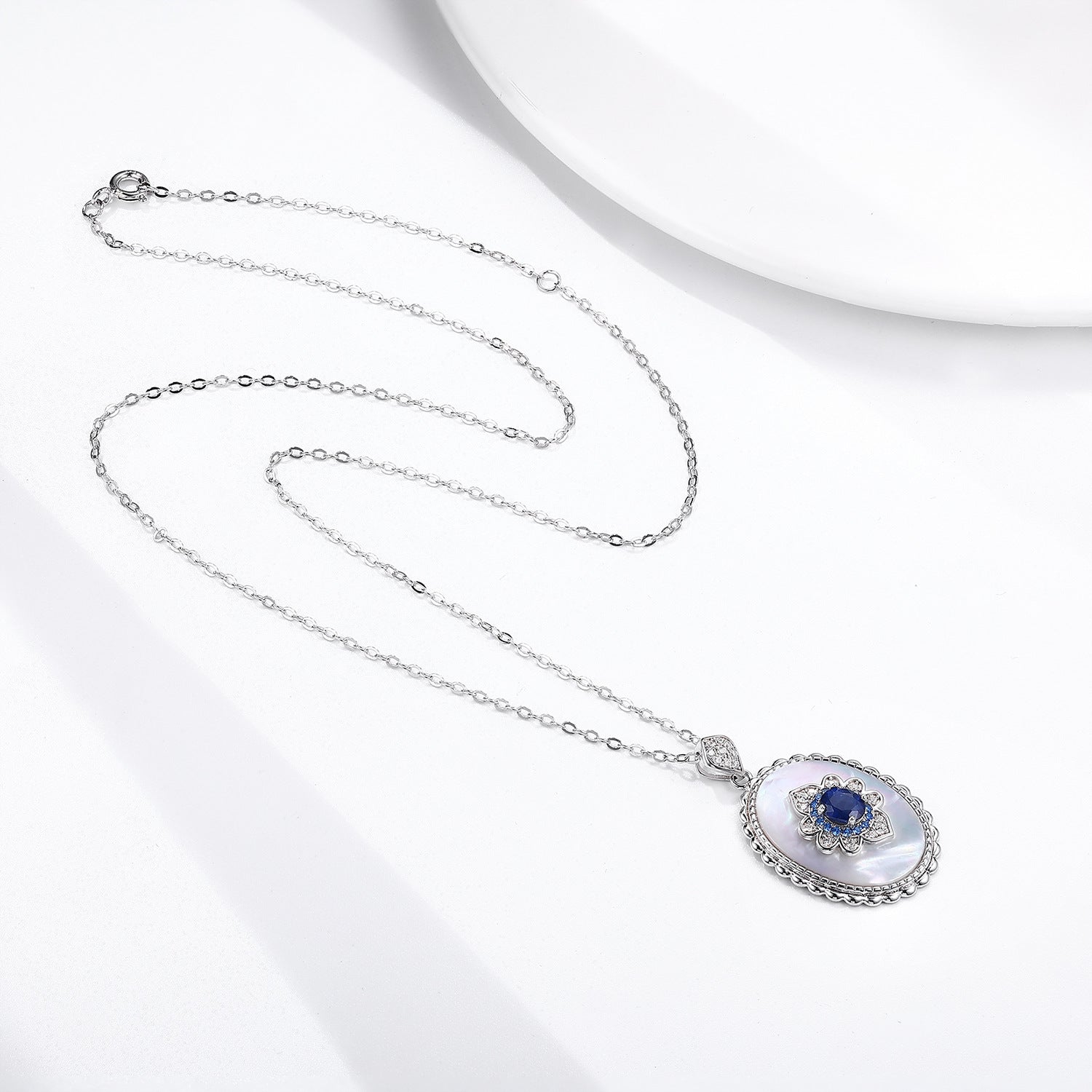 Sapphire & Diamond Jewel Pendant – 925 Sterling Silver Necklace for Women - zenton