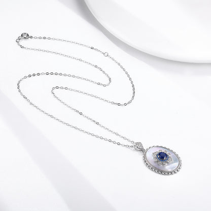 Sapphire & Diamond Jewel Pendant – 925 Sterling Silver Necklace for Women - zenton