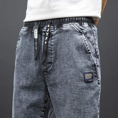 Men’s Black & Blue Cargo Jogger Jeans – Baggy Streetwear Denim - zenton