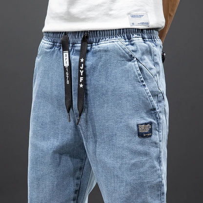 Men’s Black & Blue Cargo Jogger Jeans – Baggy Streetwear Denim - zenton