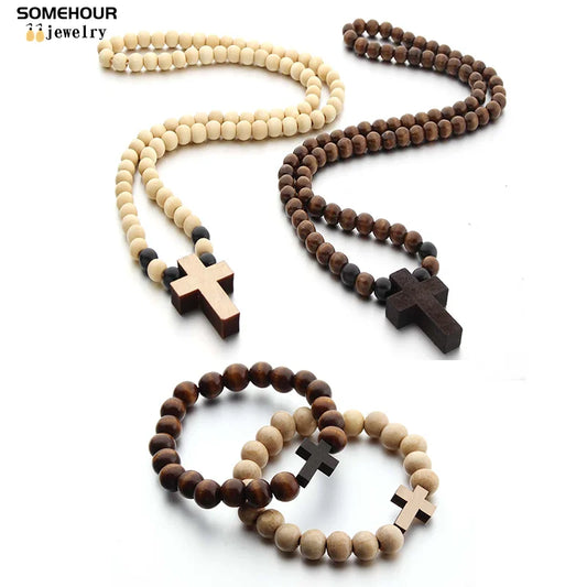 Vintage Cross Pendant Necklace & Bracelet – Unisex Jewels - zenton