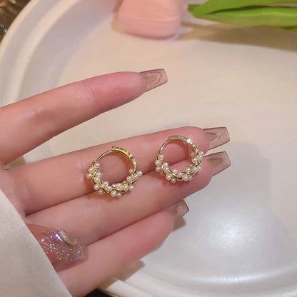 French Pearl Hoop Earrings – Elegant Women’s Jewels - zenton