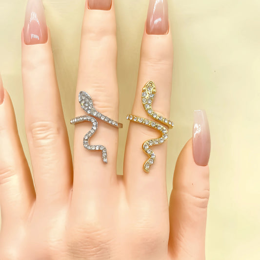 Snake-Shaped Zircon Ring – Artificial Jewellery Set - zenton