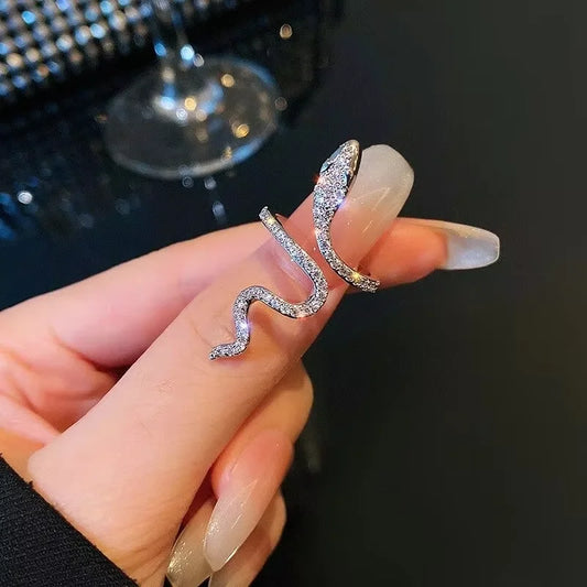 Snake-Shaped Zircon Ring – Artificial Jewellery Set - zenton