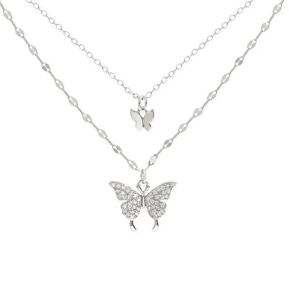 Double Layer Butterfly Necklace – Elegant Jewels for Women - zenton