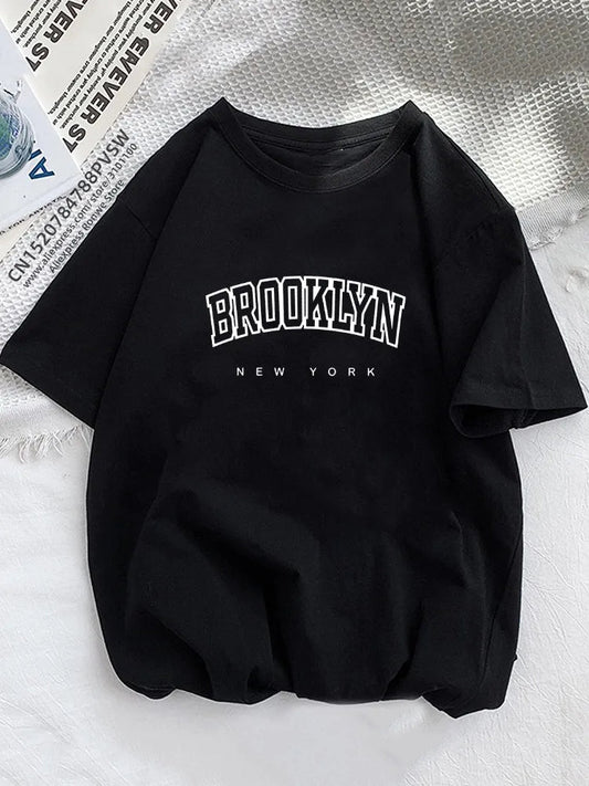 Women Brooklyn Letter Print T Shirt Girl Graphic Harajuku 2023 Streewear Clothes Causal Female Y2K Tops Tee zenton