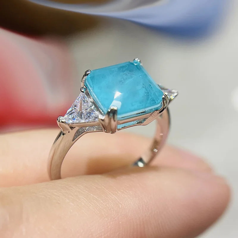925 Silver Paraiba Emerald Tourmaline Jewel Ring - zenton