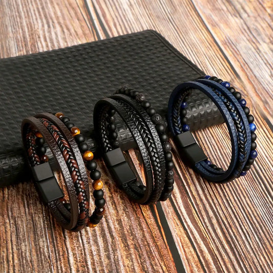 Layered Leather & Tiger Eye Bracelet – Handmade Jewels - zenton