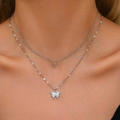 Double Layer Butterfly Necklace – Elegant Jewels for Women - zenton