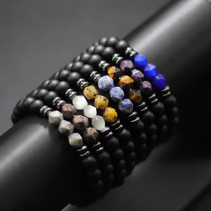 Men’s Black Onyx & Tiger Eye Jewel Beaded Bracelet - zenton
