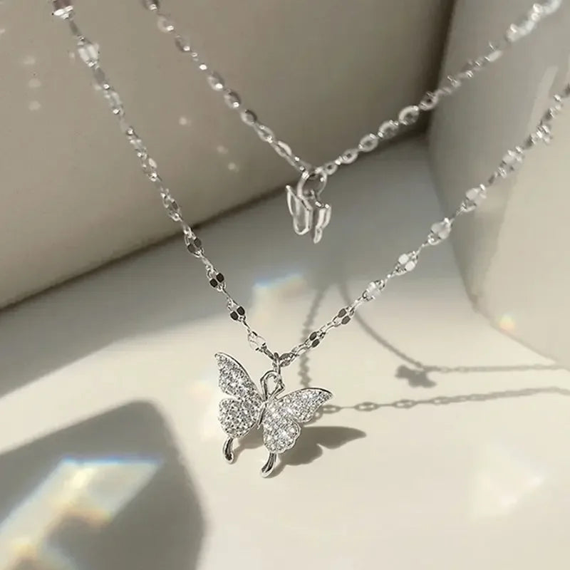 Double Layer Butterfly Necklace – Elegant Jewels for Women - zenton