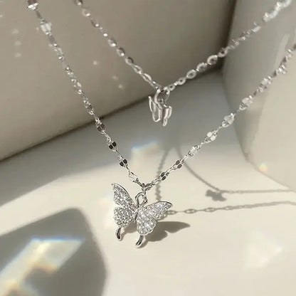 Double Layer Butterfly Necklace – Elegant Jewels for Women - zenton