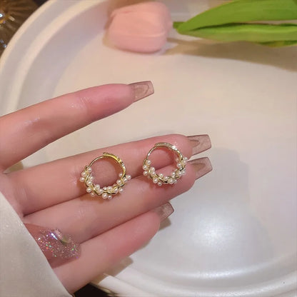 French Pearl Hoop Earrings – Elegant Women’s Jewels - zenton