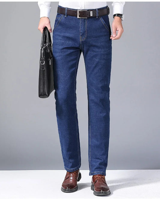 Men’s Business Casual Jeans – Slim Fit Straight Stretch Denim for All-Day Comfort - zenton