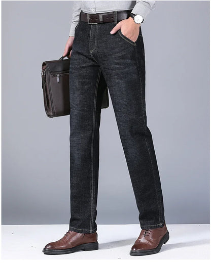 Men’s Business Casual Jeans – Slim Fit Straight Stretch Denim for All-Day Comfort - zenton