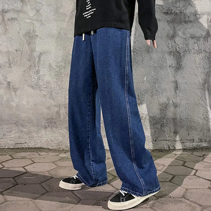 Men’s Korean Style Wide Leg Jeans – Loose Straight Fit Casual Jeans - zenton