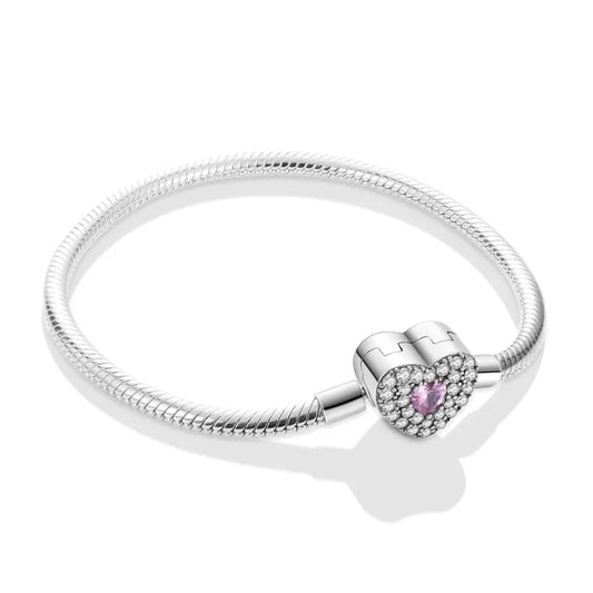 Peach Heart Zircon S925 Silver Jewel Bracelet for Women - zenton